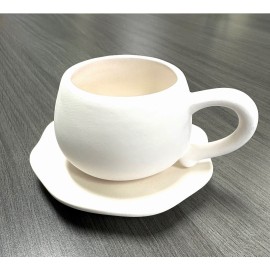 Ceramic Bisque Childs Tea Cup & Saucer